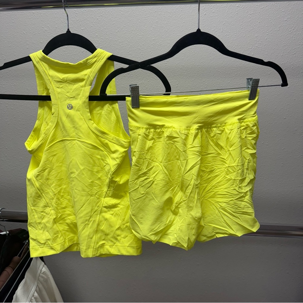 Lululemon Neon Yellow set! Align tank and flowy shorts - Picture 2 of 3